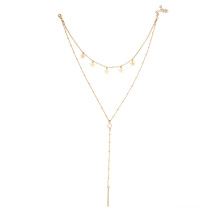 Dainty Layered Choker Pendant Necklace Double Chain Simple with Five-Pointed Star Necklace for Women Girls